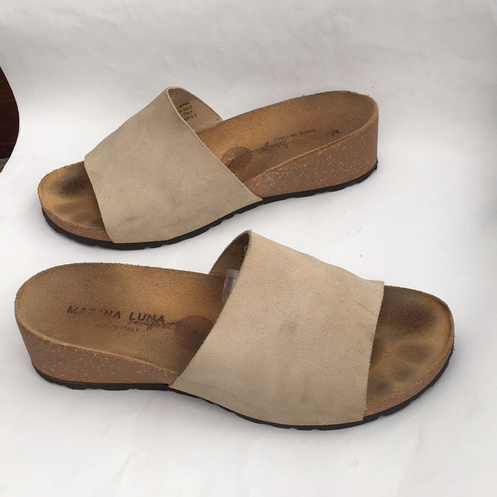 Marina Luna Comfort Leather suede wedge slides
